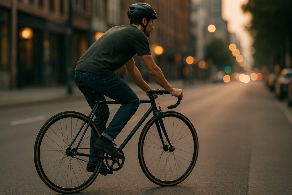 スキッドとギア比の関係をイメージできるピストバイク後輪周りのディテール
