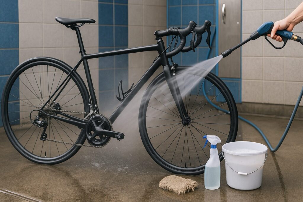 高圧洗浄機を使ったセルフ自転車洗車のコツと注意点(パーツ別の洗い方)