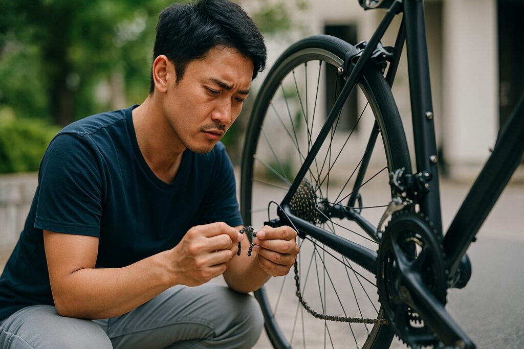 自転車チェーンへの注油作業とメンテナンス用品一式