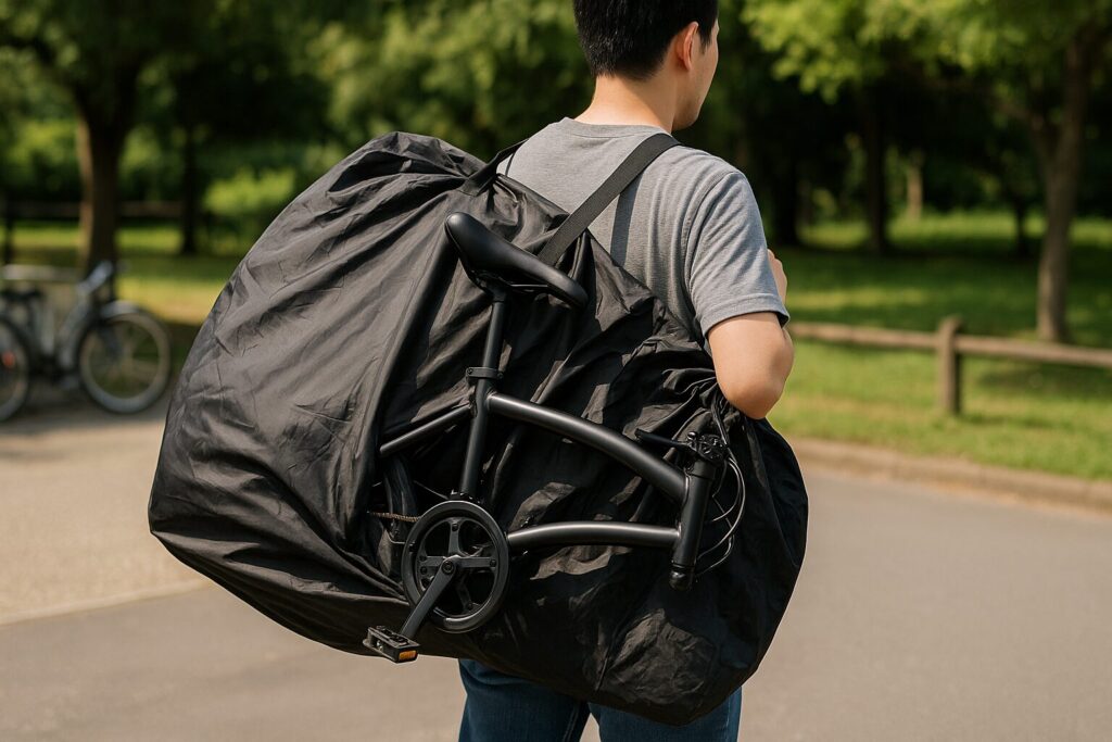 ダイソーで揃う代用品を使った折りたたみ自転車袋の例（コスパ検証）