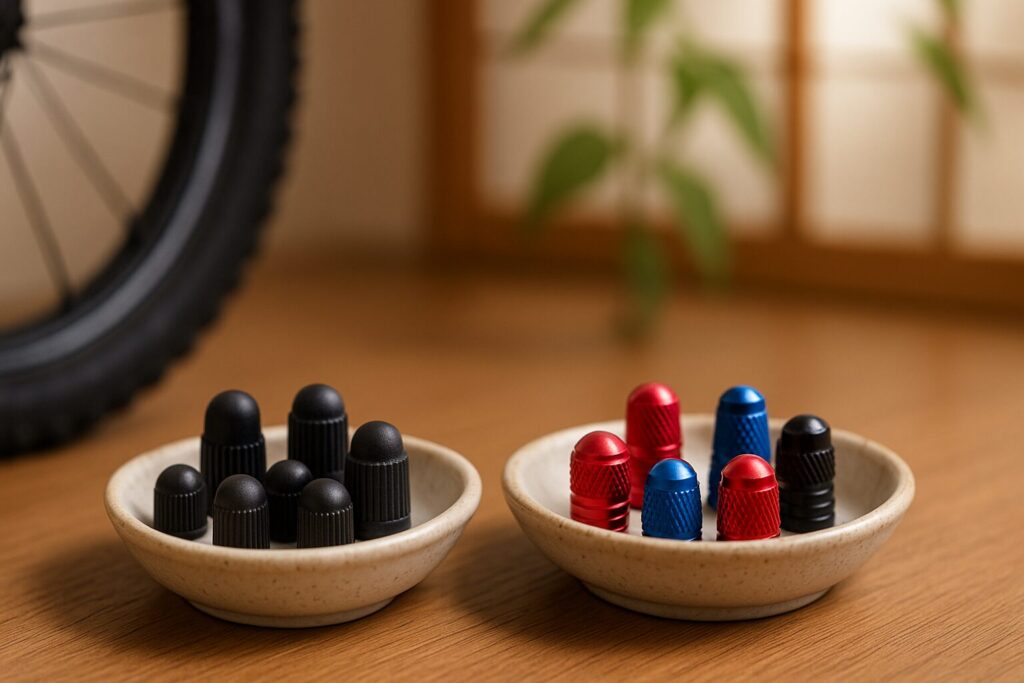 自転車タイヤキャップを使った空気漏れ防止とメンテナンス作業の様子