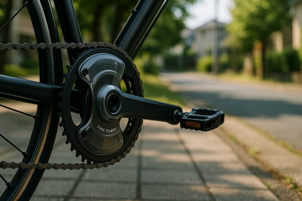 自転車クランクのフリーパワー機構