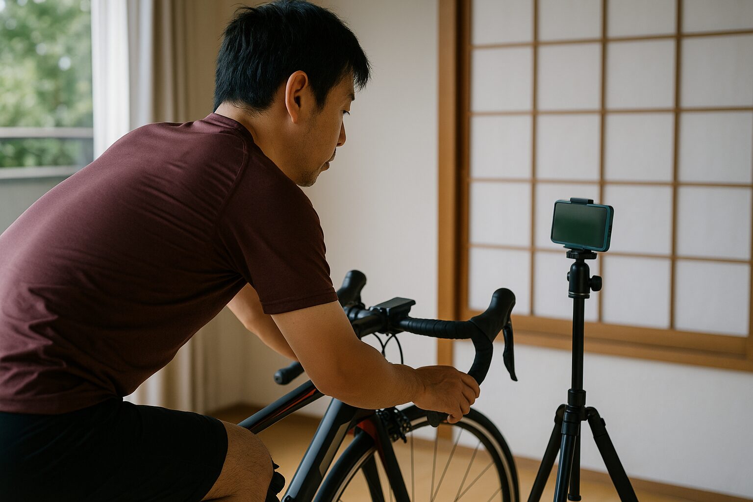 ロードバイクポジション アプリで室内計測