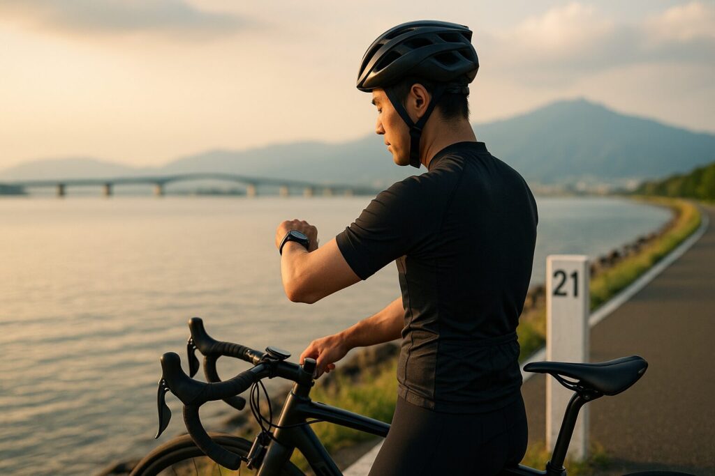 琵琶湖一周サイクリング（ビワイチ）のイメージ。北湖と南湖をつなぐ風景