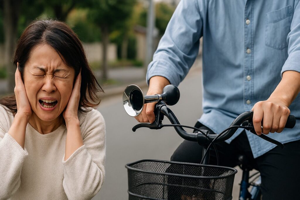 自転車 ホーン 爆音を示すハンドル