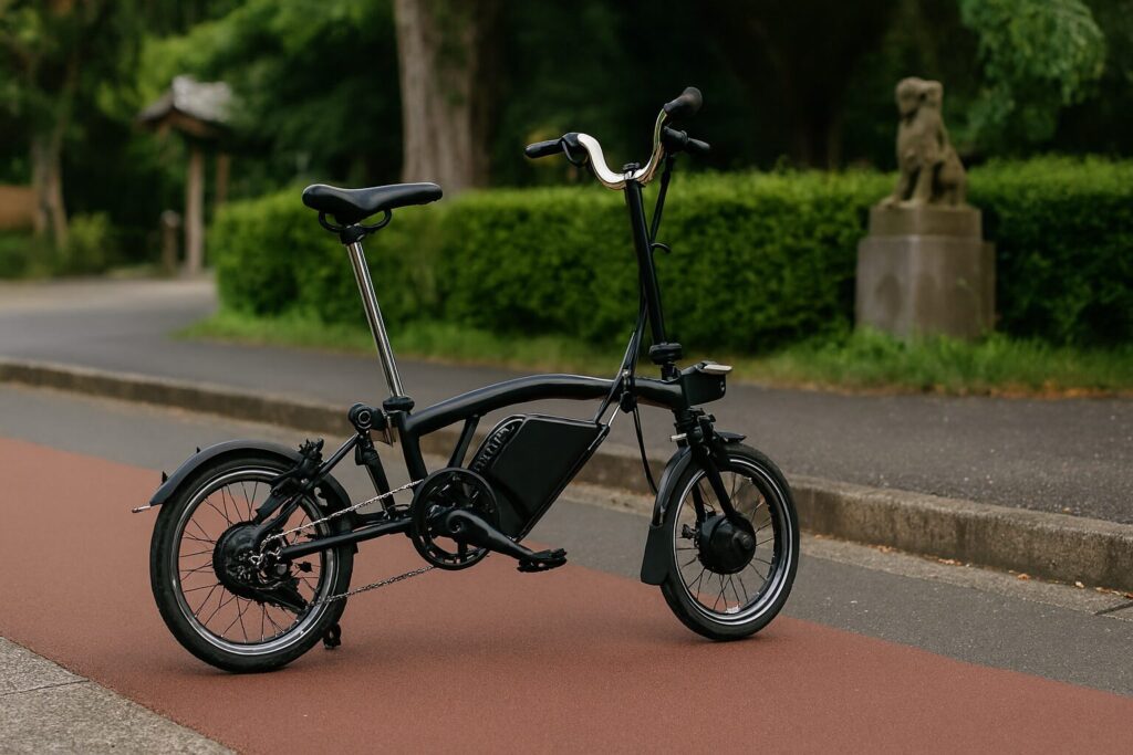 ブロンプトン電動の折りたたみ車体