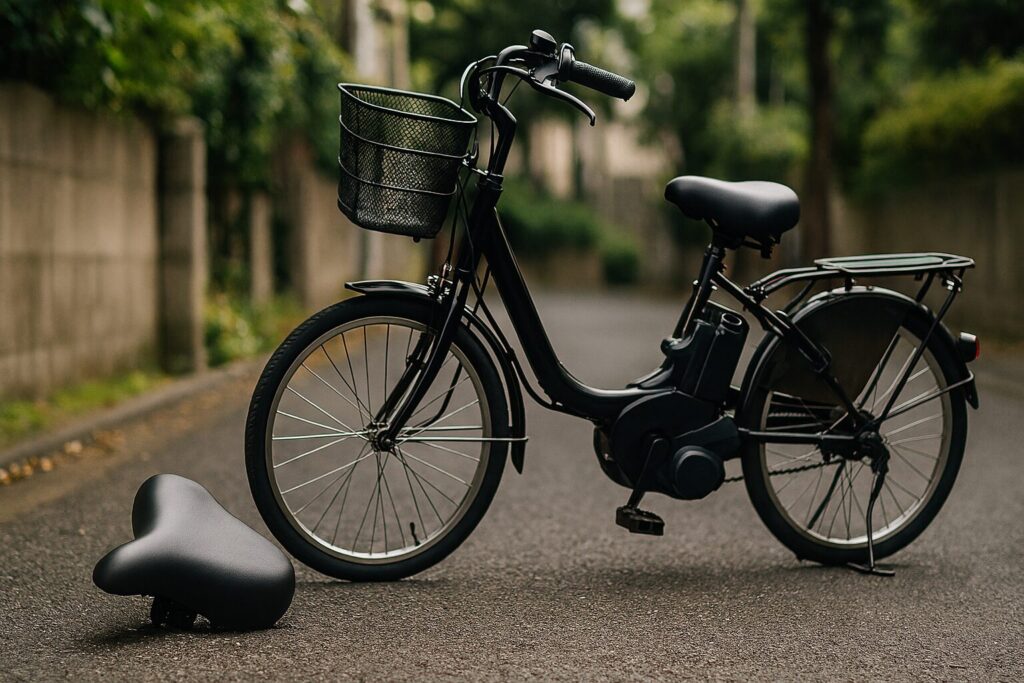 電動自転車のサドル交換手順を説明する場面