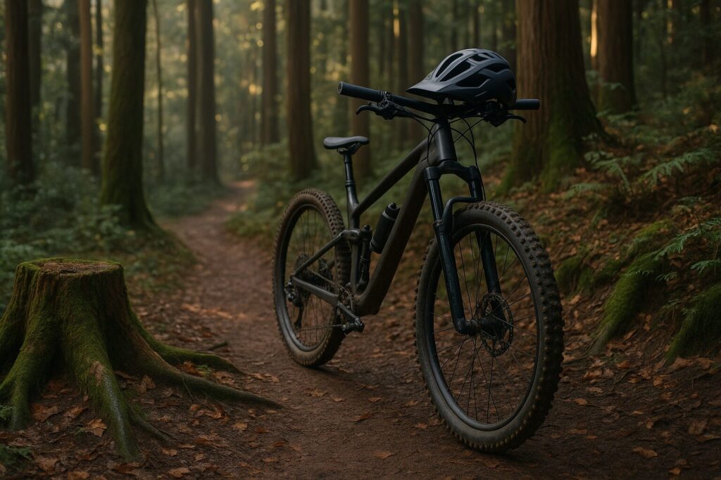 マウンテンバイクの保管と防犯対策のイメージ（屋内外の保管環境を想定）