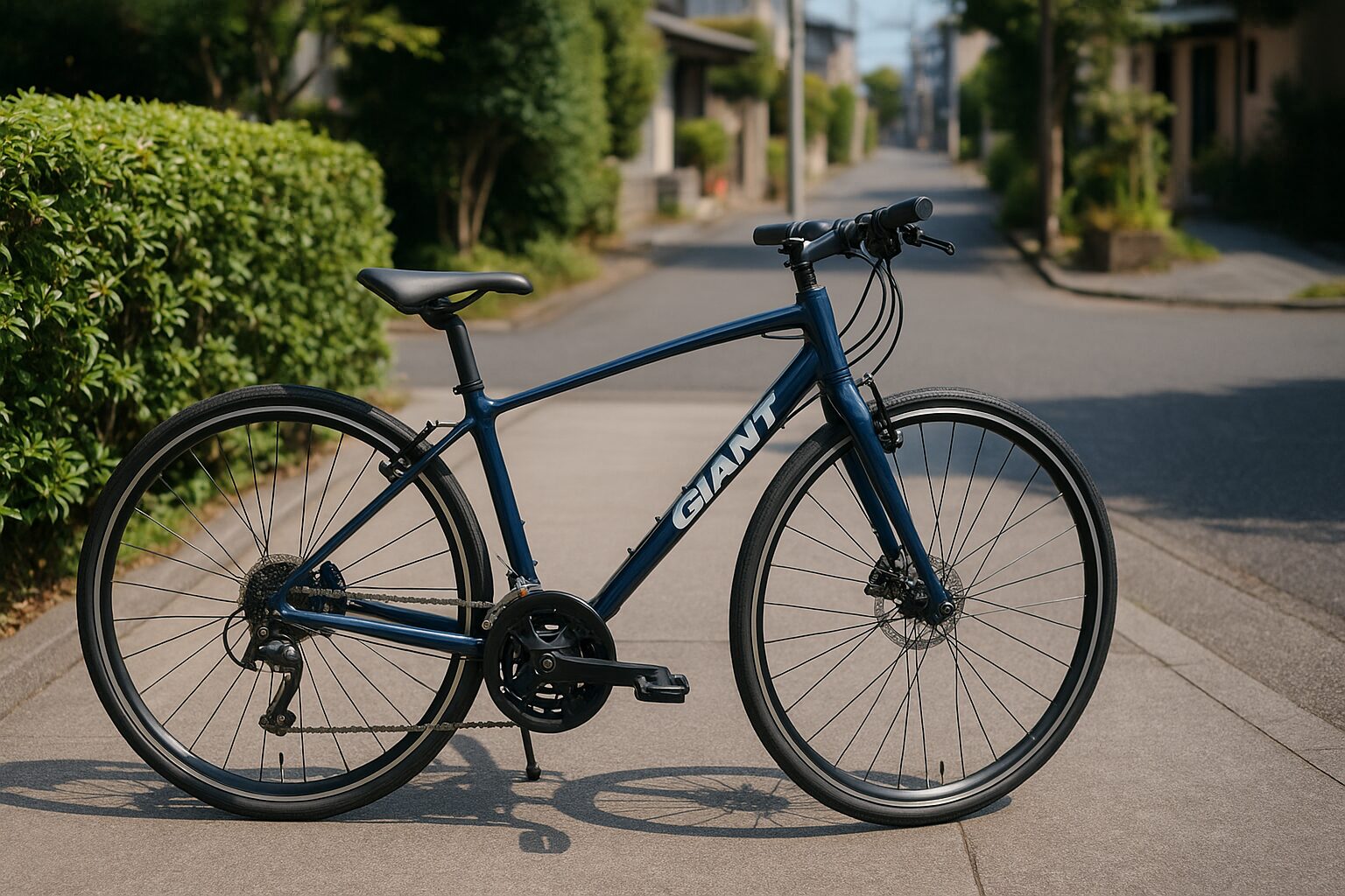 ジャイアントの自転車が置いてある。