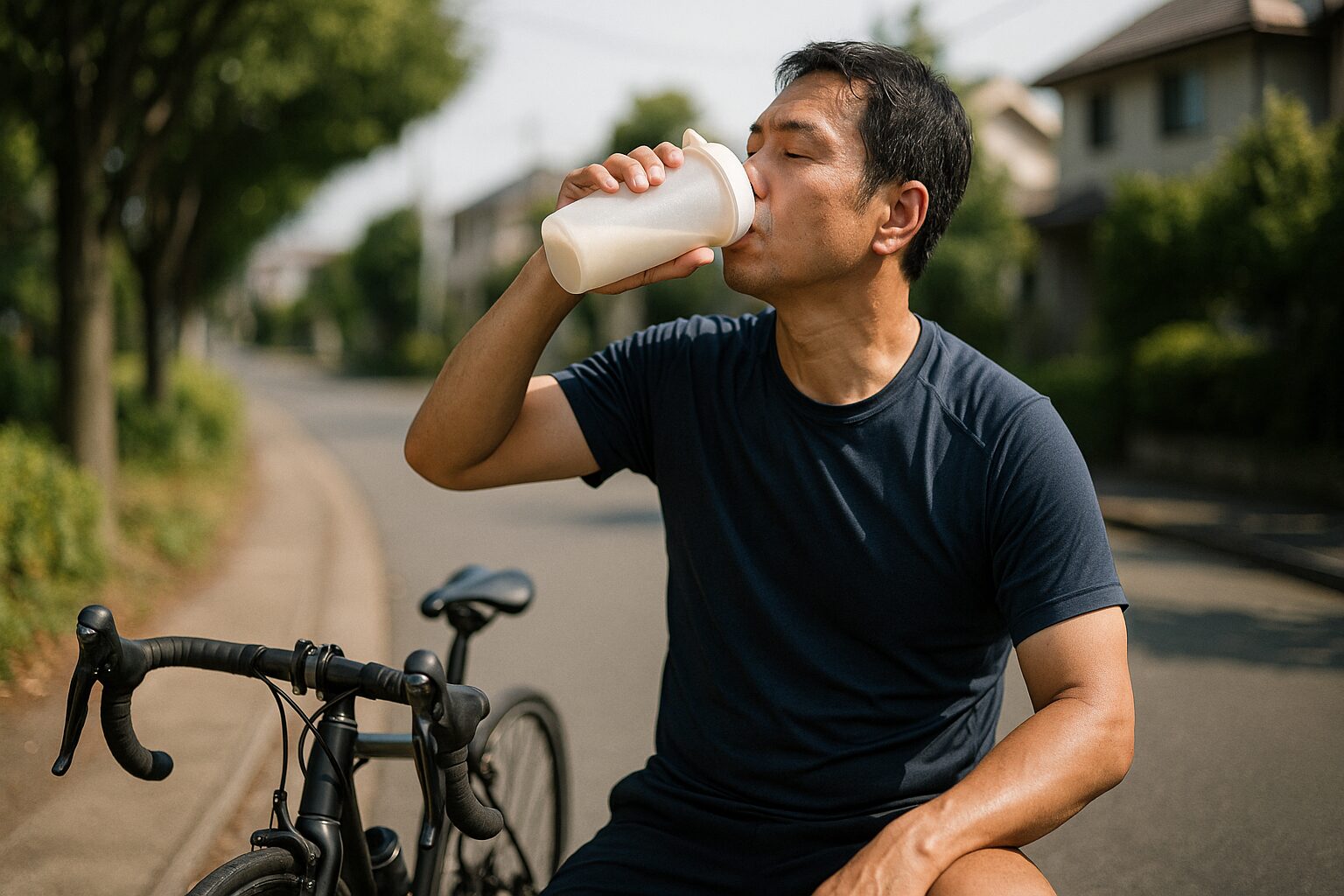 自転車漕いだ後にプロテイン補給
