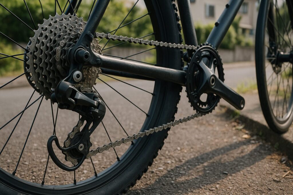 ディレイラーガードの仕組みと役割を説明する図解