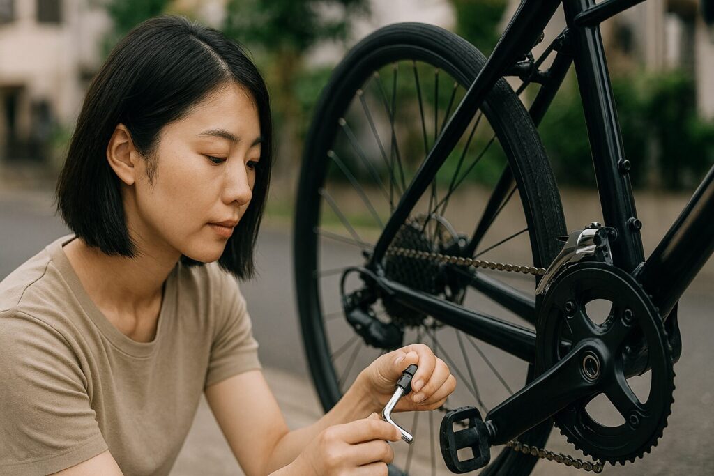 自転車クランクキャップを外す専用工具の使い方