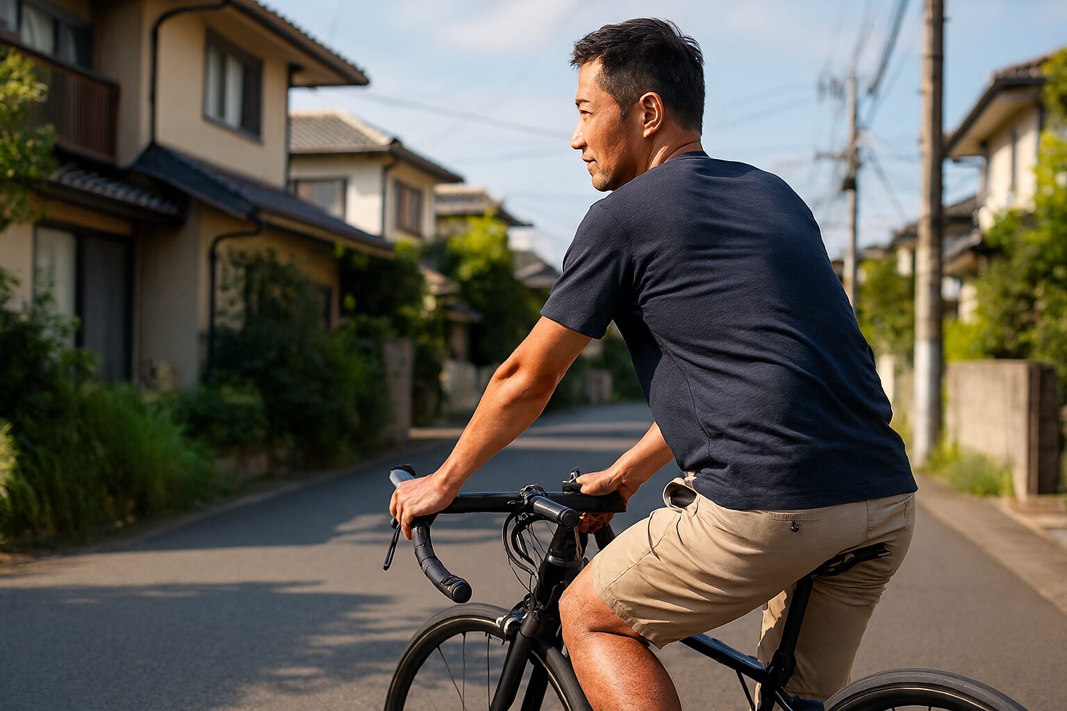 ロードバイク趣味を楽しむ日本人男性