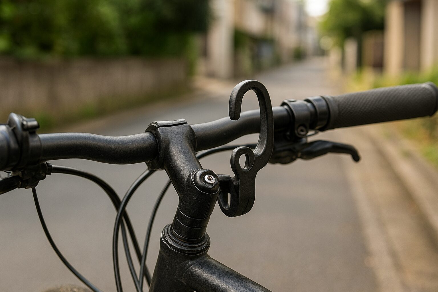 自転車荷物フック100均を装着したハンドル