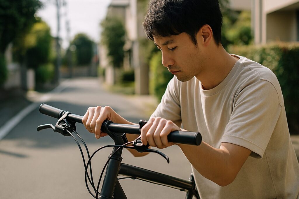 クロスバイクハンドル高さと前傾姿勢のイメージ