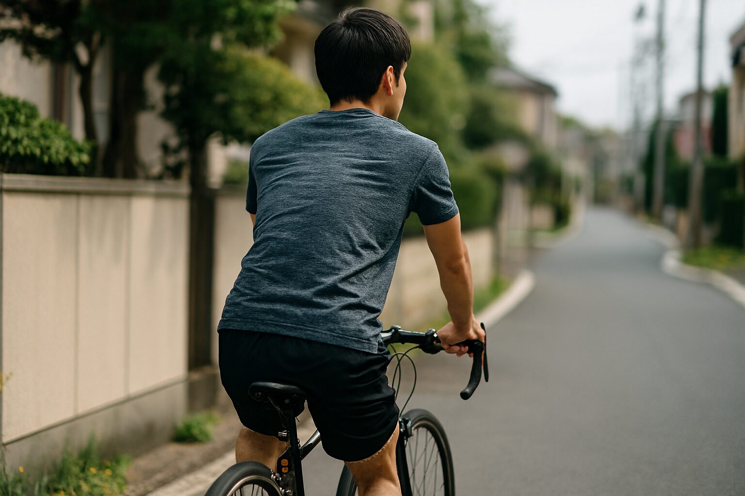 自転車10キロ痩せる男性の後ろ姿