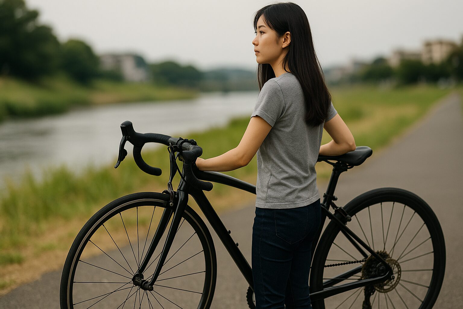 ロードバイク23c時代遅れを考える女性