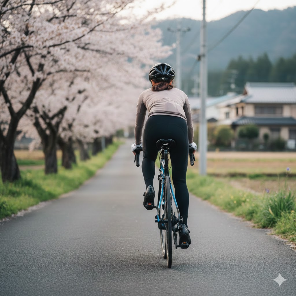 ロードバイクのフレームサイズを調整する男性サイクリスト
