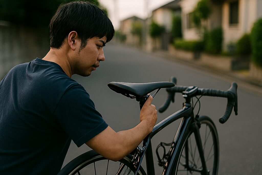 ロードバイクでサドルを後ろに下げる調整