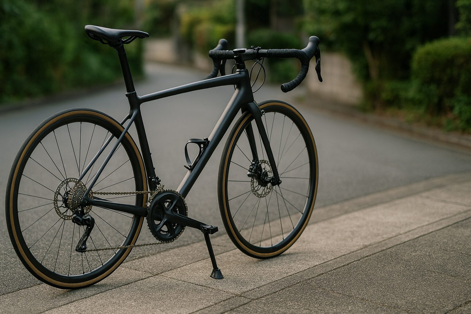 ロードバイクスタンドで安定する自転車