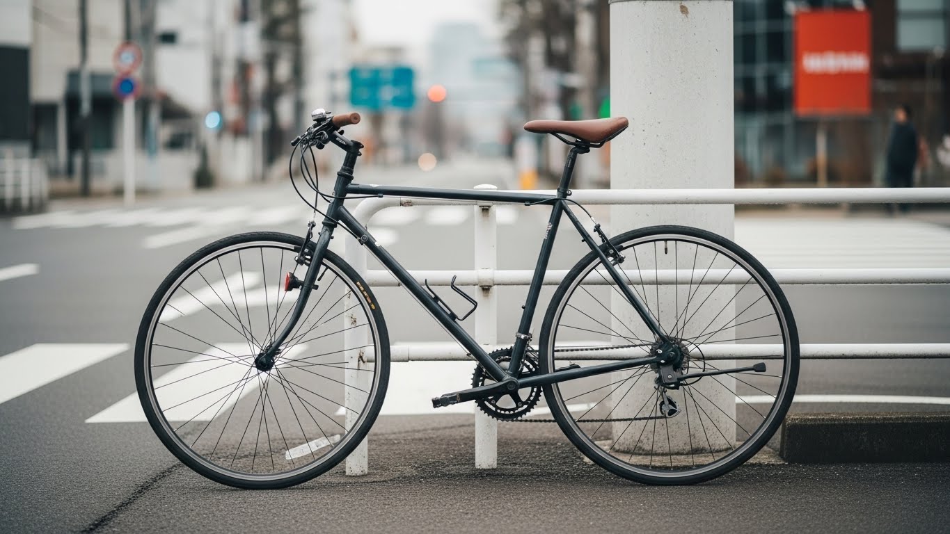 クロスバイクを安全に持ち運ぶ場面