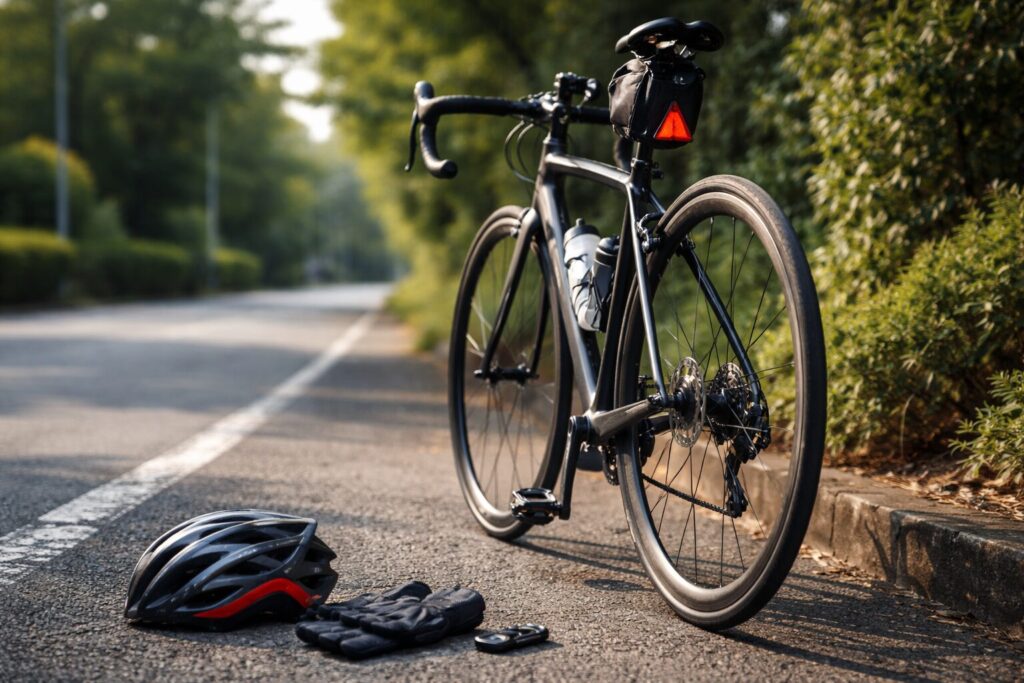 ロードバイクに装着された反射板