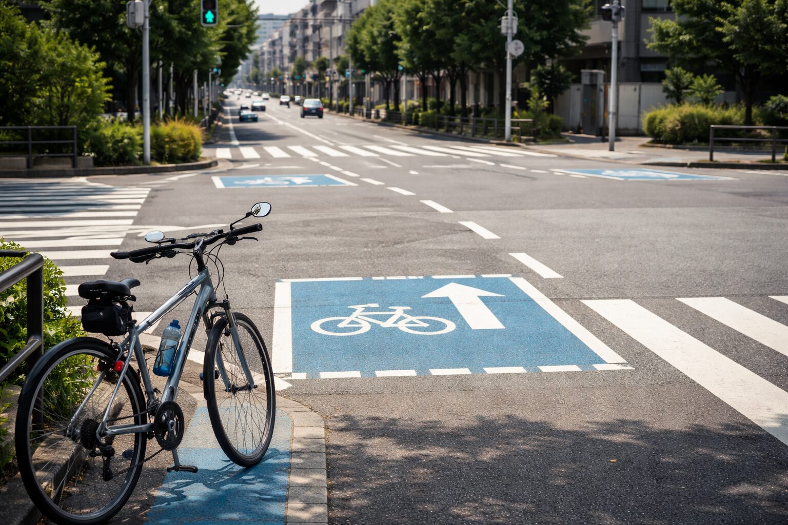 自転車の二段階右折の合図方法