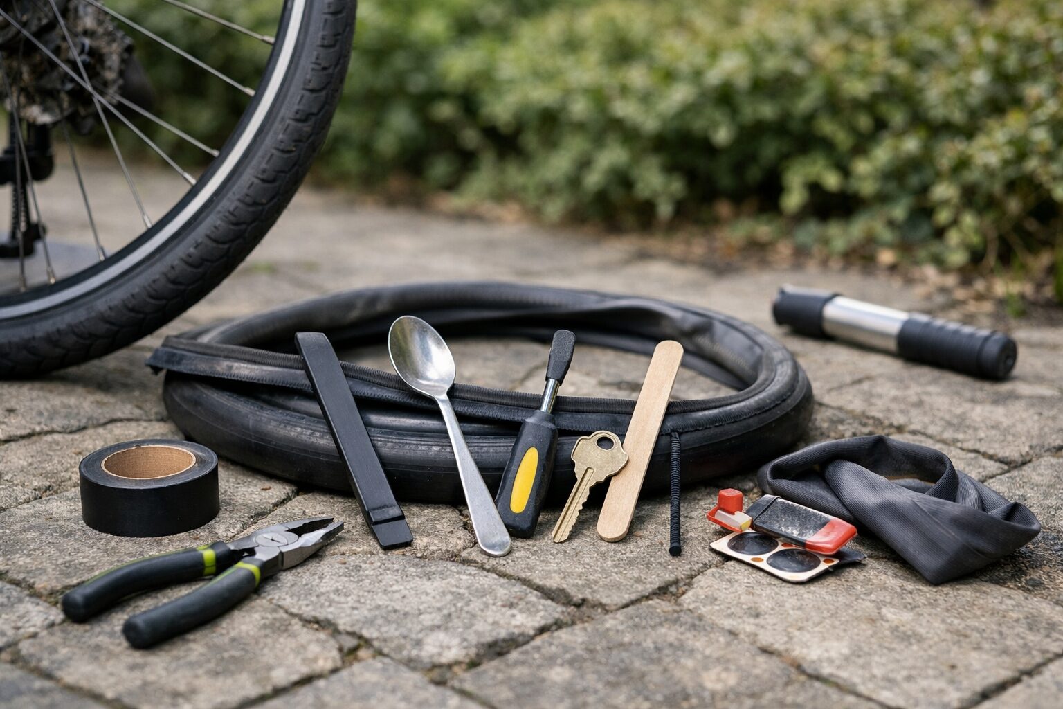 工具で行うタイヤレバー代用