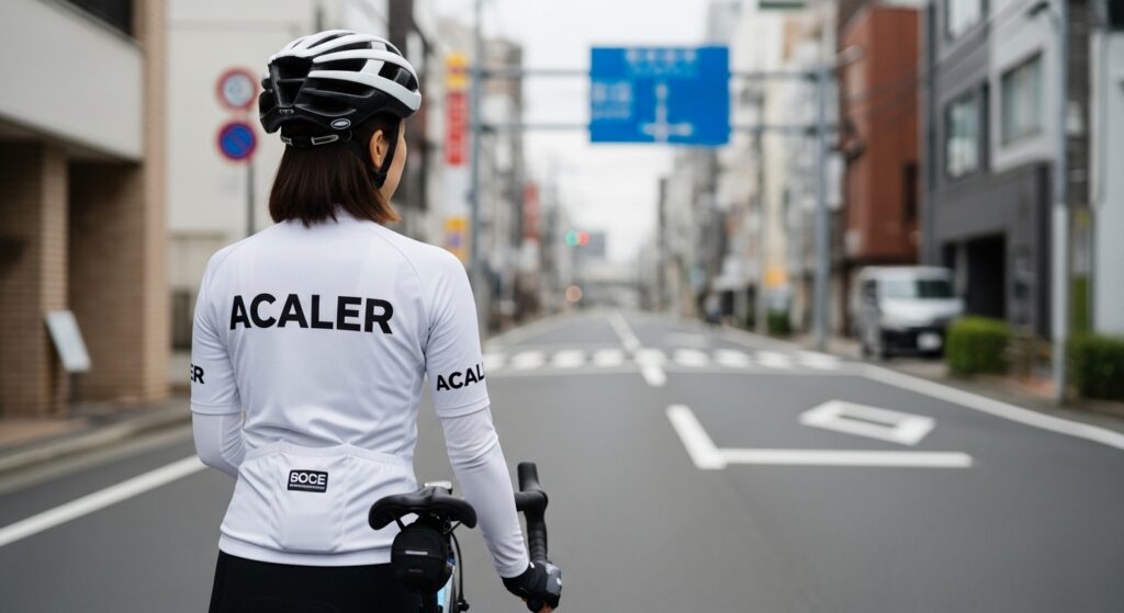 自転車走行中に道路のキャッツアイを踏んでしまった際の注意点や対処を表すイメージ画像