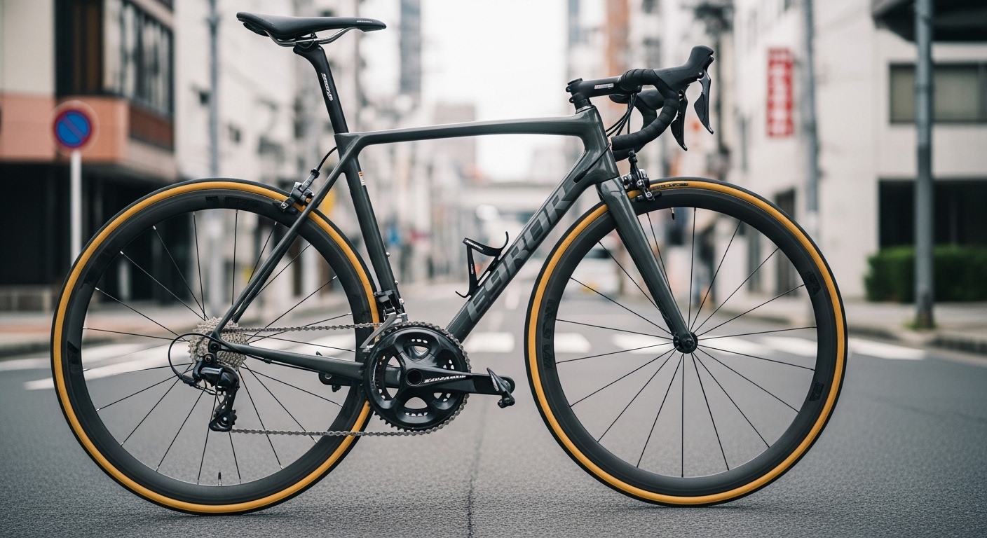 ロードバイクと街並みの風景