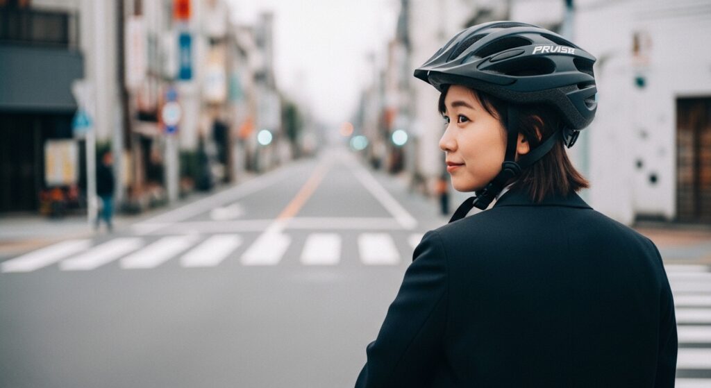 23cタイヤのロードバイクと日本人女性