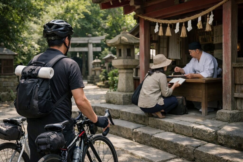 御朱印ライドを楽しむ日本人男性