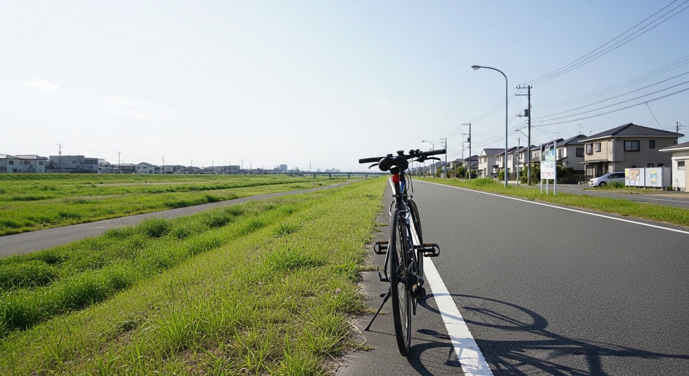 自転車が交差点以外で右折する方法の図