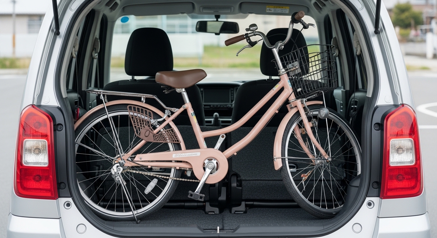 ママチャリを車に積む手順の様子