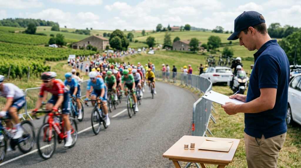 ツール・ド・フランス賞金の仕組みや大会資金の流れをイメージした自転車競技関連のイメージ画像