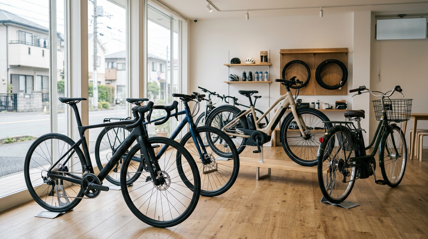 自転車選びを比較検討する様子を表すイメージ画像