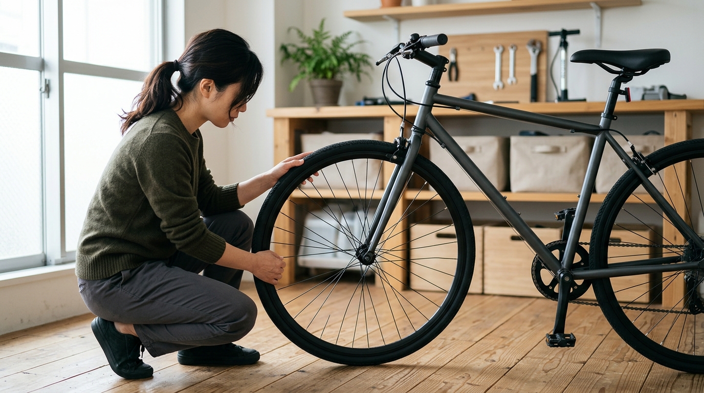 自転車の保管前点検作業を表すイメージ画像