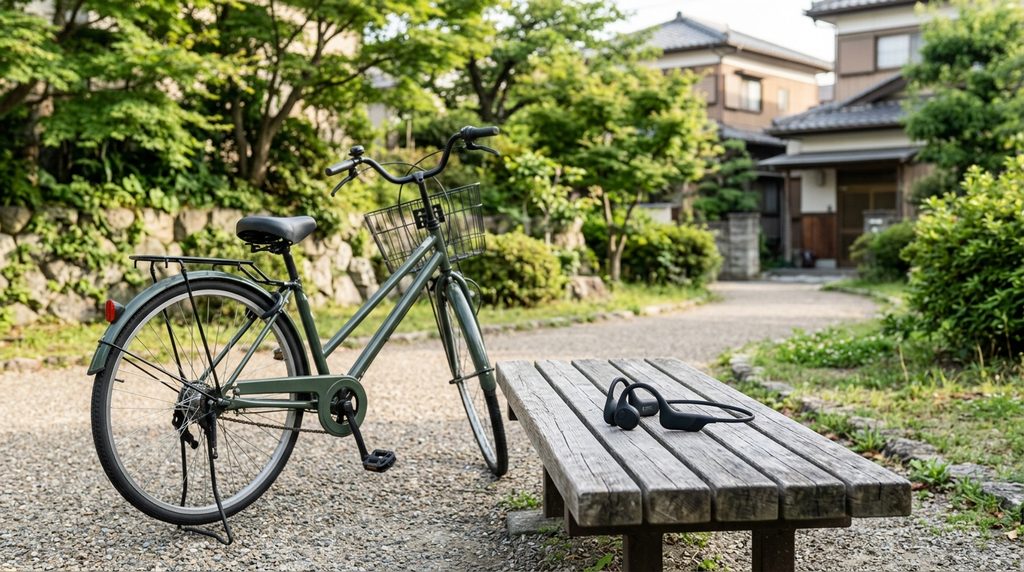 自転車のオープンイヤーイヤホンは埼玉で使えるかや音量設定の注意点を表すイメージ画像