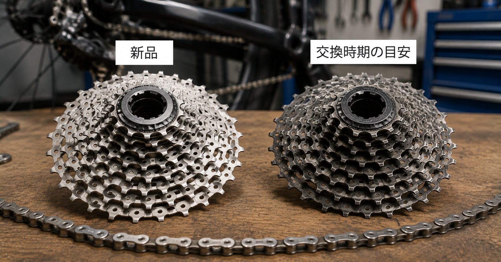 スプロケットの交換目安を表すイメージ画像