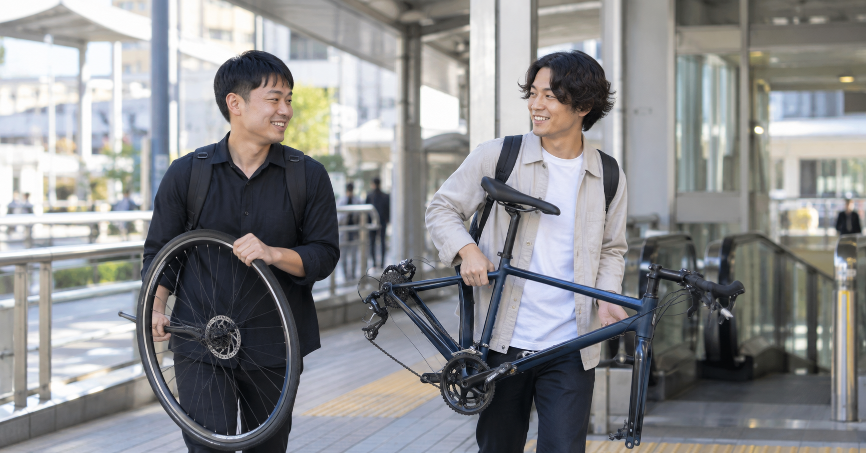 クロスバイクを運搬する方法を表すイメージ画像