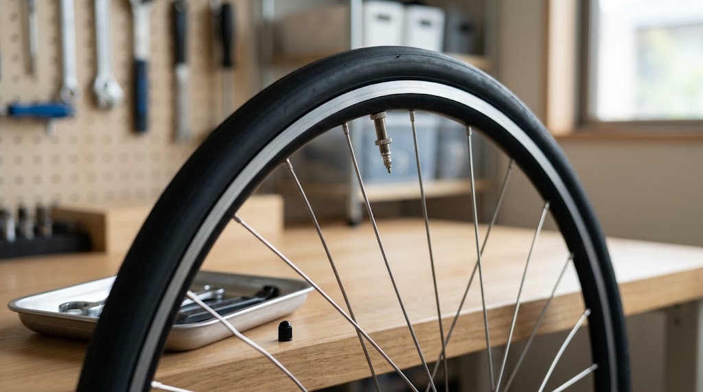 自転車タイヤのキャップ必要性を表すイメージ画像