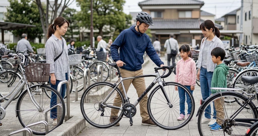 ロードバイクの街乗りの不便さを表すイメージ画像